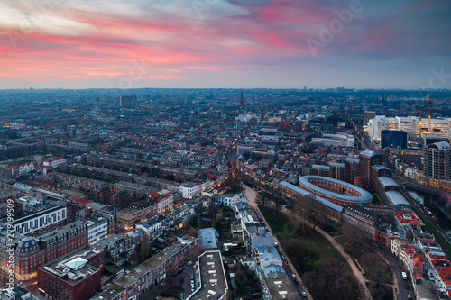 aerial view on the city centre of The Hague at dusk © GAPS Photography