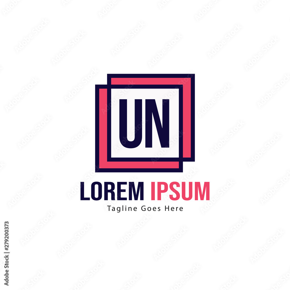 Fototapeta premium UN Letter Logo Design. Creative Modern UN Letters Icon Illustration