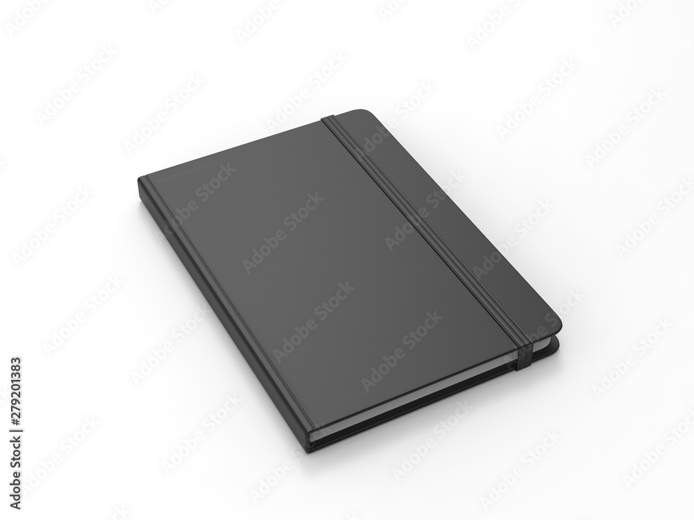 Blank Notebook with Elastic Band Closure for branding and mock up, 3d render illustration. Blank Notebook with Elastic Band Closure for branding and mock up, 3d render illustration.