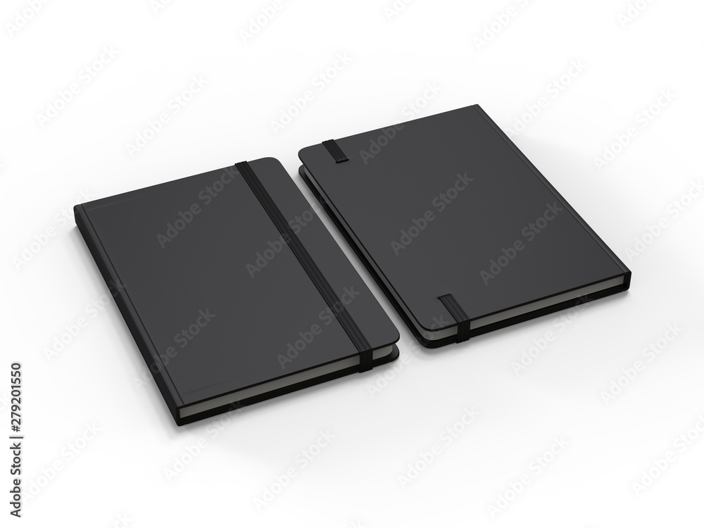 Blank Notebook with Elastic Band Closure for branding and mock up, 3d render illustration. Blank Notebook with Elastic Band Closure for branding and mock up, 3d render illustration.