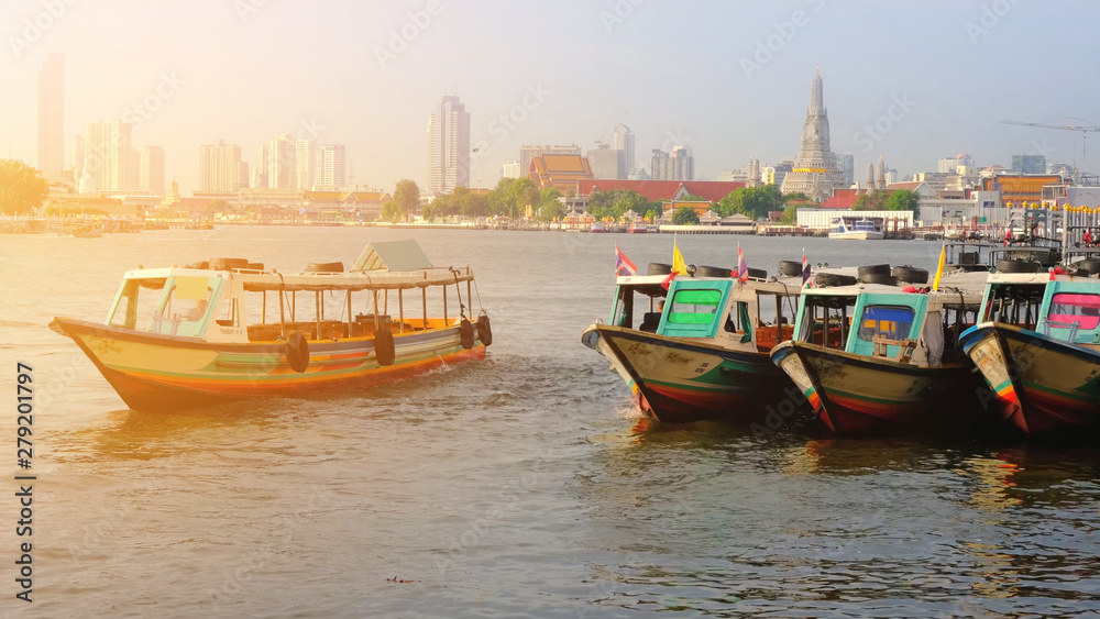Colorful Passenger Boats at Chao Phraya River, bangkok thailand. Colorful Passenger Boats at Chao Phraya River, bangkok thailand.