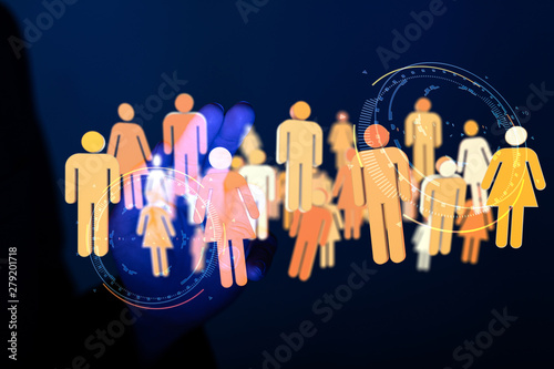 Lines connected with dots as social communication concept