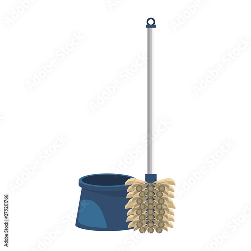 Cleaning toilet brush with pad isolated symbol