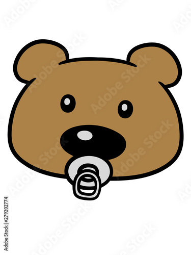 baby teddy gesicht kopf schnuller süßer kleiner bär bärchen kuscheltier  grizzly spielzeug kind niedlich clipart comic cartoon design Illustration  Stock | Adobe Stock