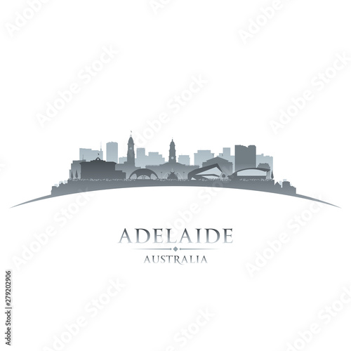 Adelaide Australia city silhouette white background