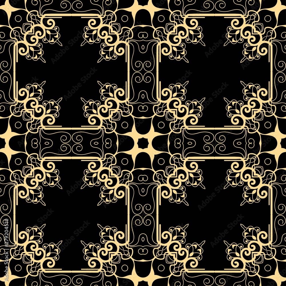 Vintage modern art deco abstract geometric seamless golden pattern. Print for textile, wallpaper, wrapping.