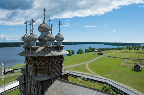 Wooden Church in the churchyard on the island of Kizhi
