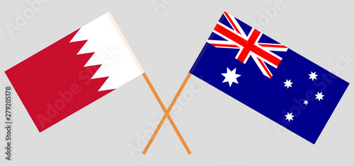 Bahrain and Australia. Crossed Bahraini and Australian flags