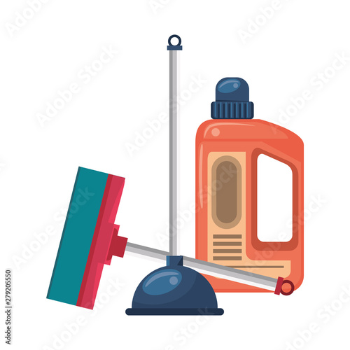 Set of cleaning equipment and products