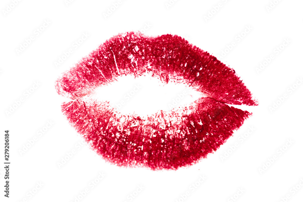Obraz premium red kiss isolated on white background