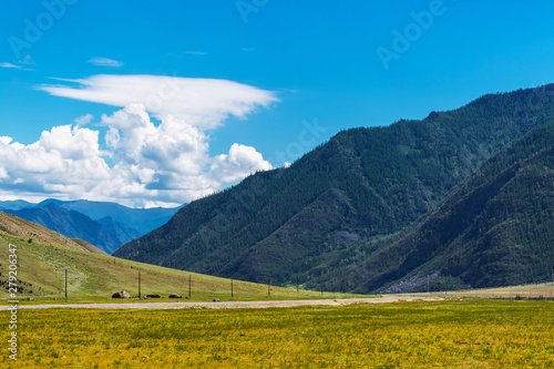 Chui tract surrounded by mountains. Gorny Altai, Russia