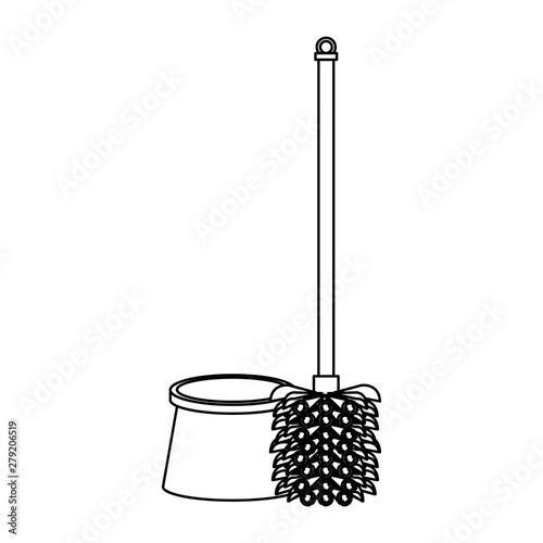 Cleaning toilet brush with pad isolated symbol in black and white