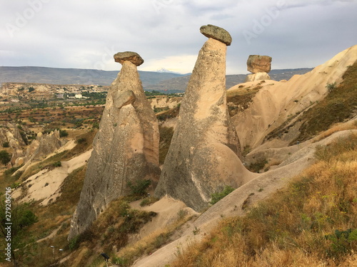 Three Graces (Three Beauties). Rock Formation near Ürgüp. Cappadocia, Central Anatolia, Turkey.