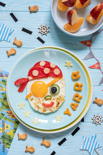 Funny cute pirate breakfast for the children boys