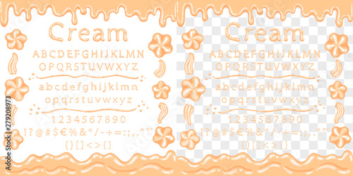 Font from cream with a sweet frame