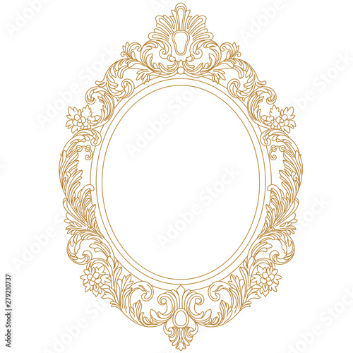 Vintage oval pattern frame in old style. Vector.Vintage oval pattern frame in old style. Vector.