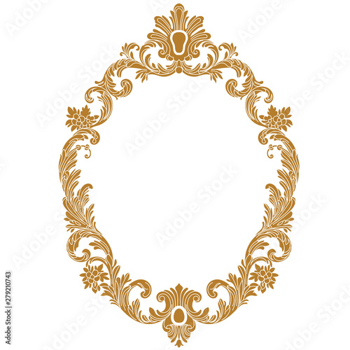 Vintage oval pattern frame in old style. Vector.Vintage oval pattern frame in old style. Vector.