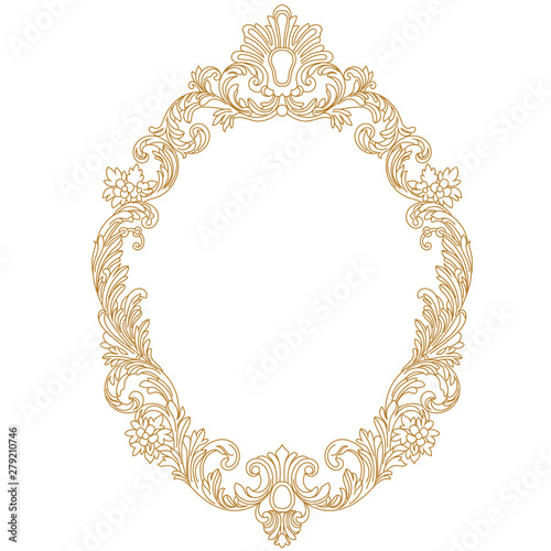 Vintage oval pattern frame in old style. Vector.Vintage oval pattern frame in old style. Vector.