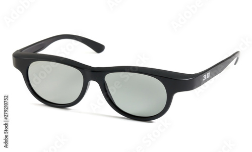 Black 3D polarized glasses, isolated on white background