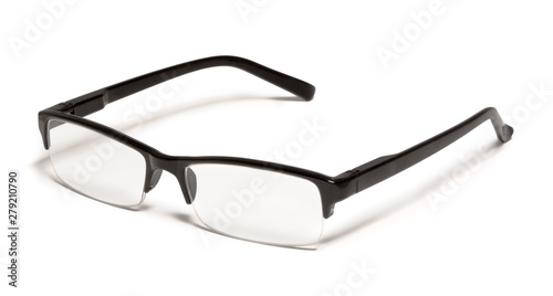 Black reading glasses, isolated on white background