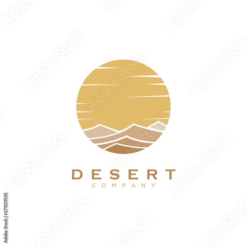 Desert logo design illustration.Mountain desert vector icon.Hot warm season illustration