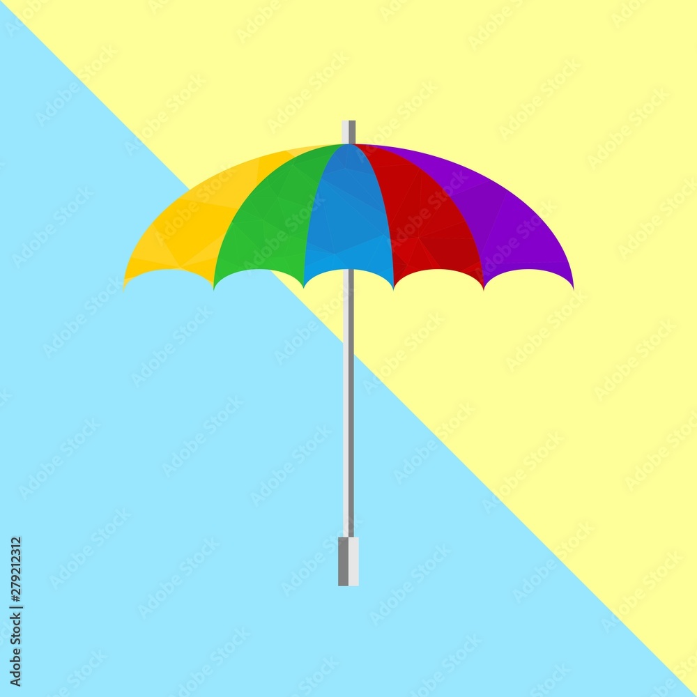 Polygon umbrella or parasol icon. Vector template. Illustration of flat design.