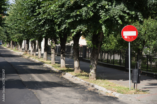 road sign , no entry' sign in Bistrita,Romania ,2019