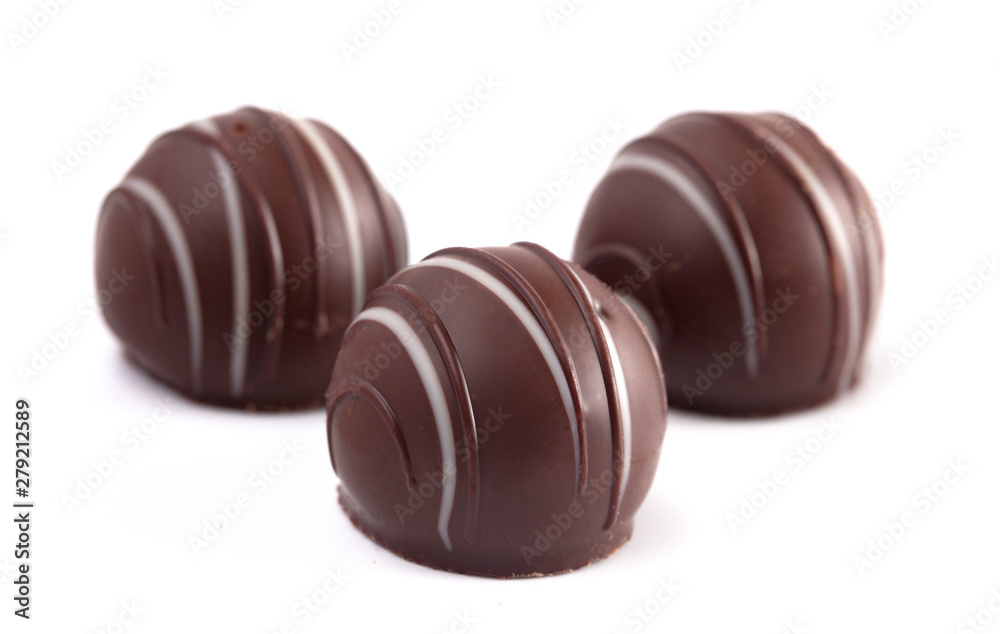 Fototapeta premium Dark Chocolate Truffles on a White Backgroun