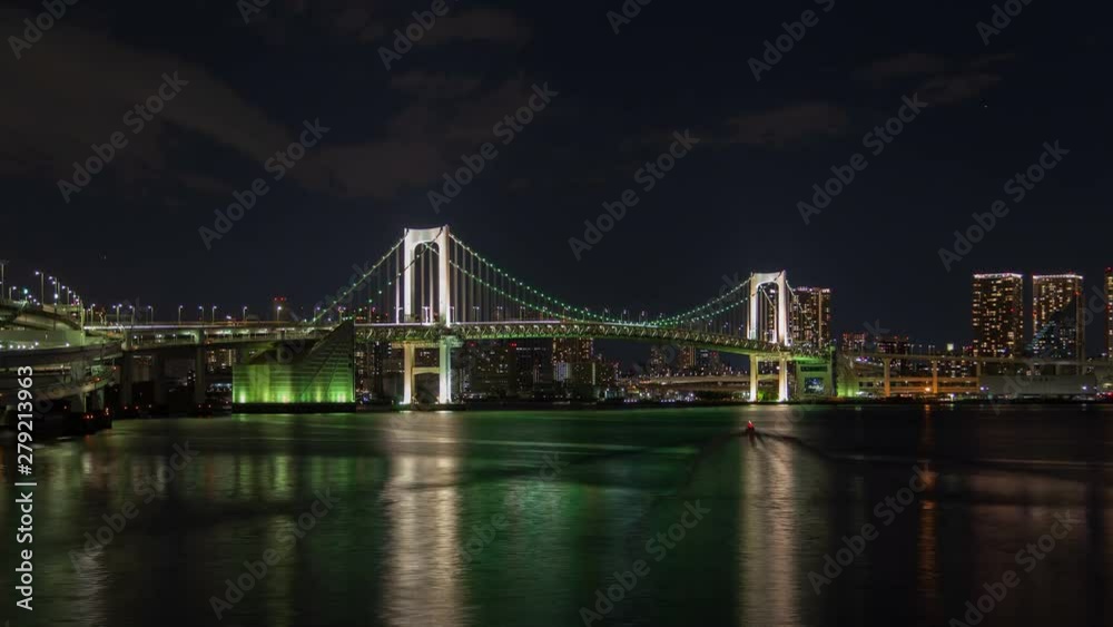 Tokyo Rainbow Bridge Night cityscape Japan time lapse Tokyo Rainbow Bridge Night cityscape Japan time lapse