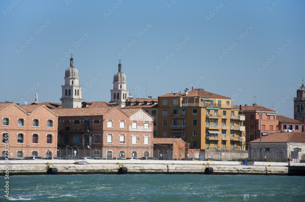 Venice, Italy: Venice overview, panoramic view from the boat, 2019
