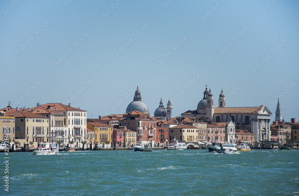 Venice, Italy: Venice overview, panoramic view from the boat, 2019