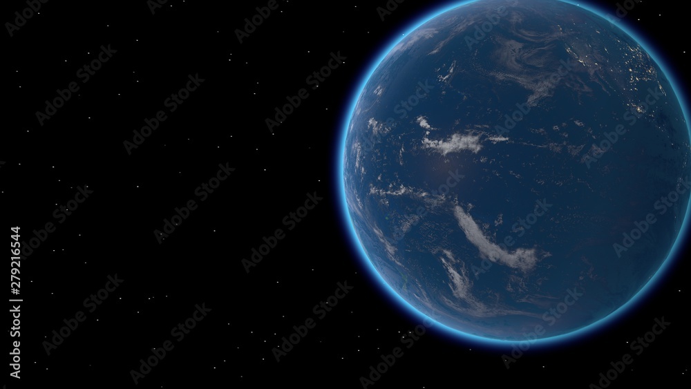 Fototapeta Flying over the earth's surface, 3D rendering.