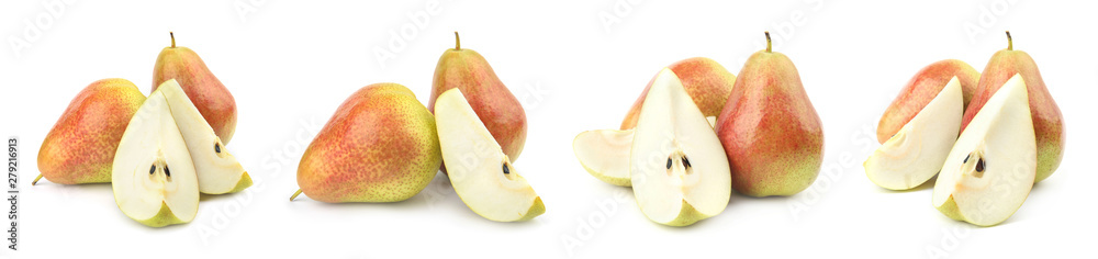 Set of sweet ripe pears on white background. Banner design Set of sweet ripe pears on white background. Banner design