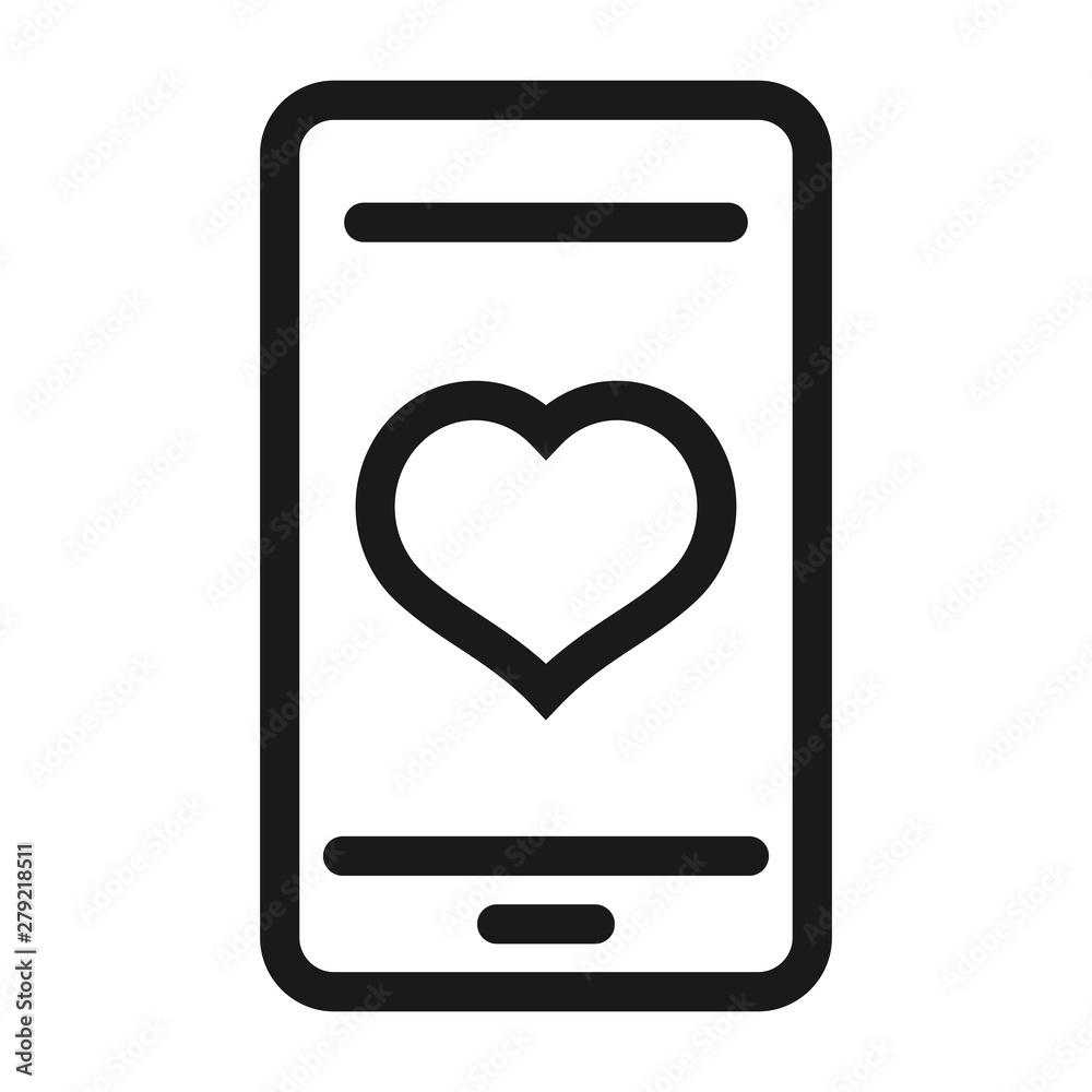 phone with love - minimal line web icon. simple vector illustration. concept for infographic, website or app. phone with love - minimal line web icon. simple vector illustration. concept for infographic, website or app.