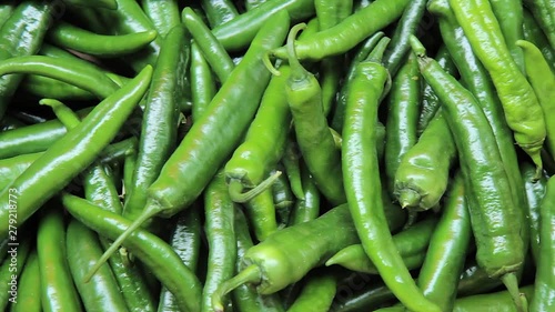 green chili peppers at the market