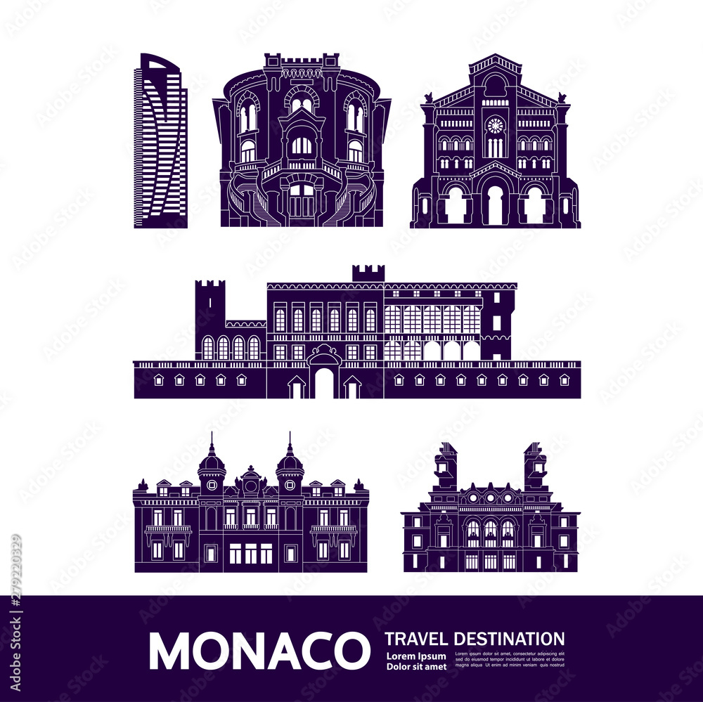 Obraz premium Monaco travel destination grand vector illustration.