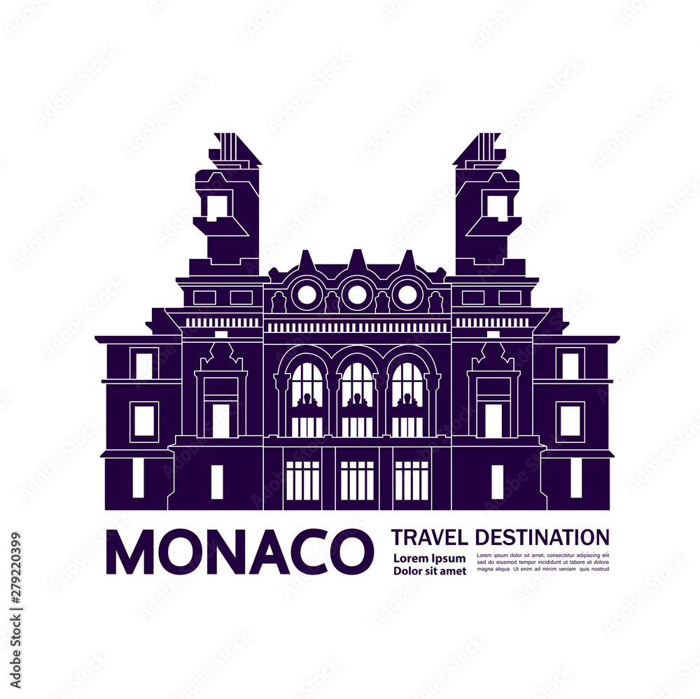 Monaco travel destination grand vector illustration.