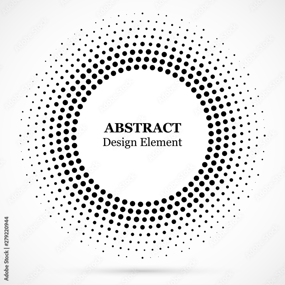 Halftone dotted background circularly distributed. Halftone effect vector pattern. Circle dots isolated on the white background. Halftone dotted background circularly distributed. Halftone effect vector pattern. Circle dots isolated on the white background.
