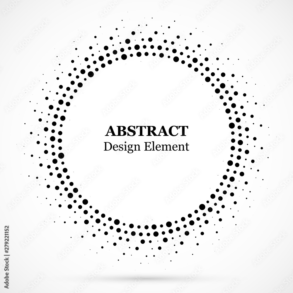 Black abstract vector circle frame halftone dots design element.Halftone effect vector pattern for your design. Circle dots isolated on the white background for advertisement. Black abstract vector circle frame halftone dots design element.Halftone effect vector pattern for your design. Circle dots isolated on the white background for advertisement.
