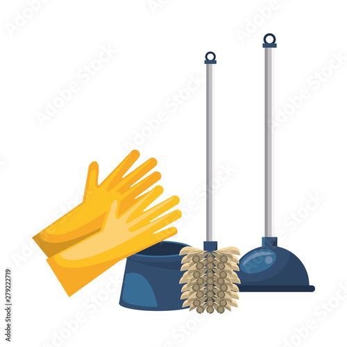 Set of cleaning equipment and products