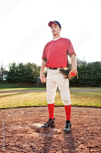 Photography Portrait of Young Baseball Pitcher (14-15 ) on Mound