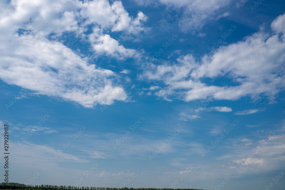 clear blue sky with plain white cloud with space for text background