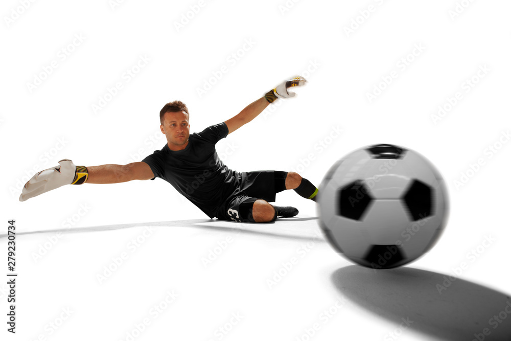 Soccer players isolated on white.