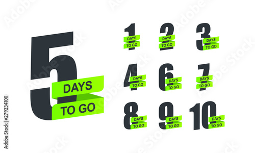 Number 1, 2, 3, 4, 5, 6, 7, 8, 9, 10 of days left to go Collection badges sale landing page banner