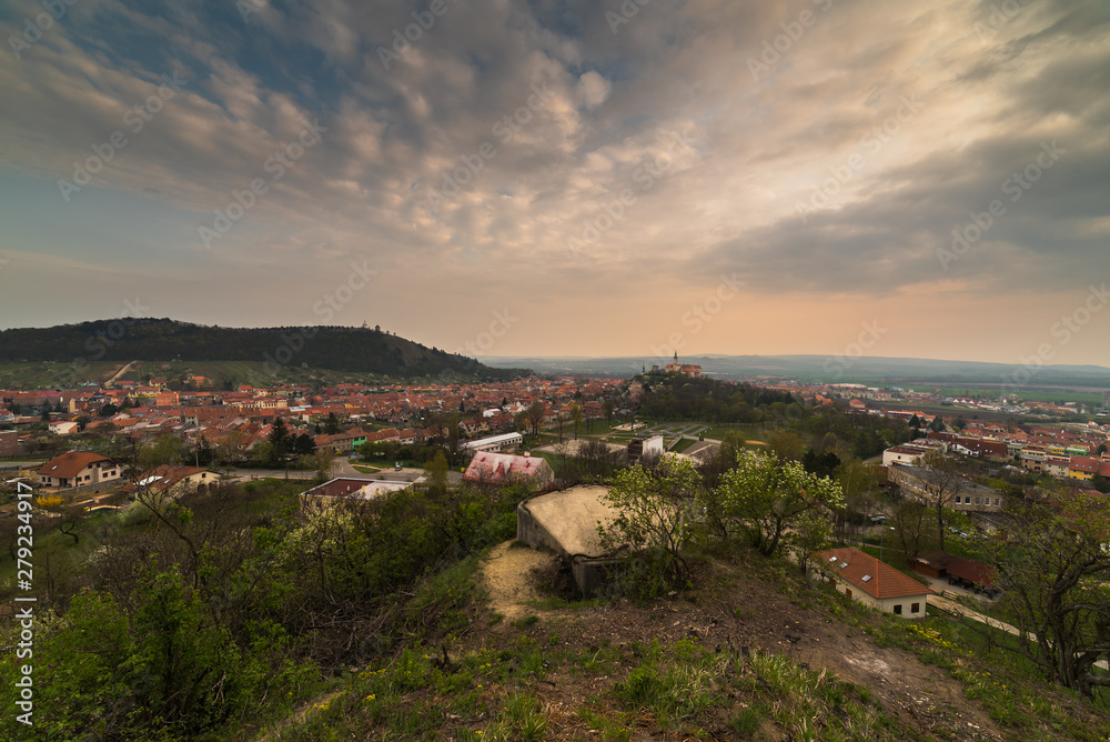 Town of Mikulov, Czech Republic as Seen from Rocks of Back Quarry (Zadní lom) near Old Bunker
