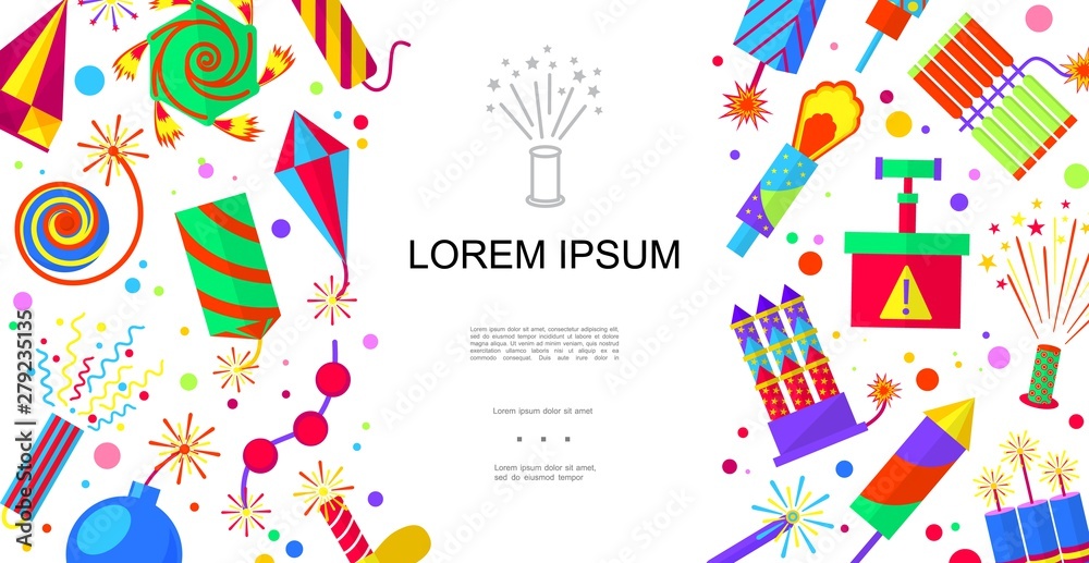 Flat Colorful Pyrotechnic Elements Template