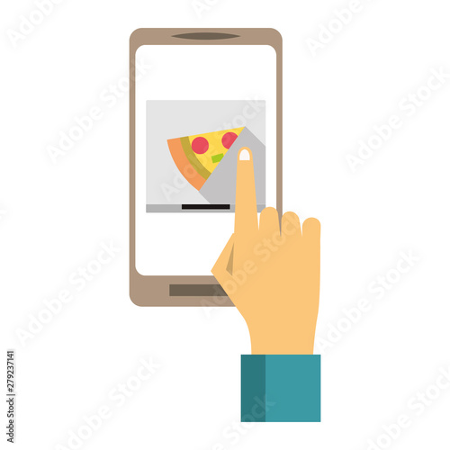 Fototapeta Naklejka Na Ścianę i Meble -  Online food order from smartphone
