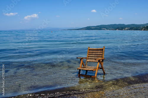 Deck chair in seawater