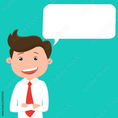 Business man with speech bubble.Vector illustration.