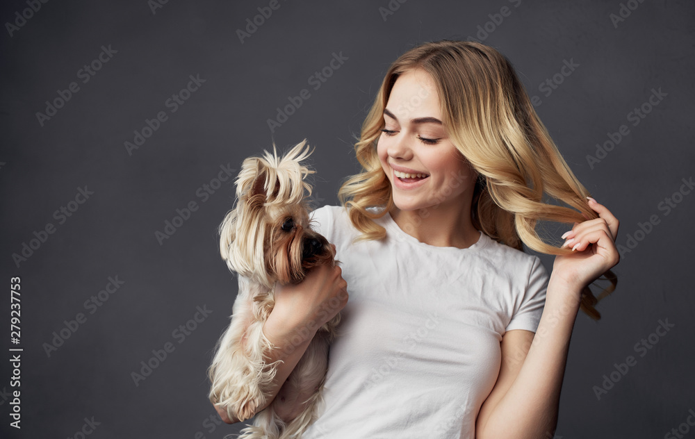 portrait of young woman with dog portrait of young woman with dog
